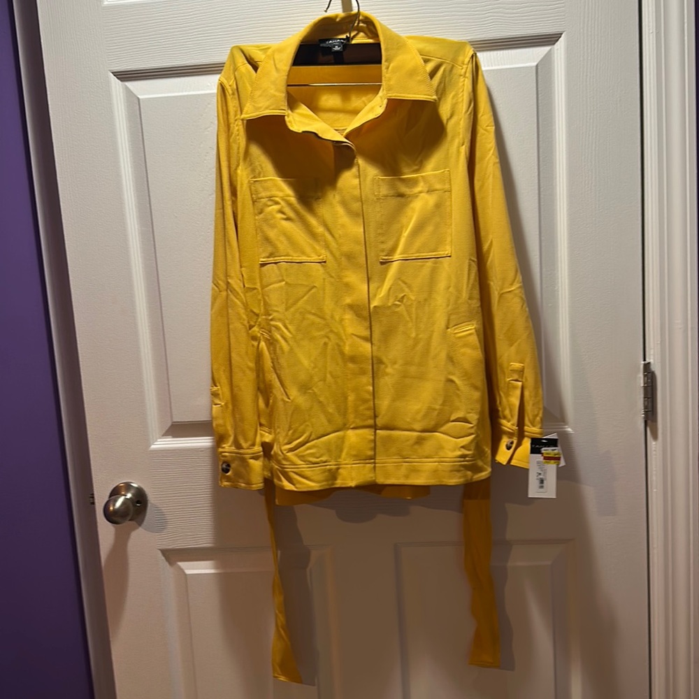 TAHARI MUSTARD TIE FRONT SHACKET